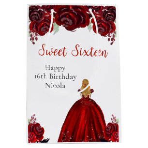 Blonde Hair Princess Red Sweet Sixteen Medium Gift Bag