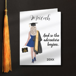 Blonde Haired Girl Graduation Congrats Grad Holiday Card