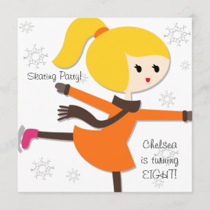 Blonde Haired Girl Skating Birthday Invitation