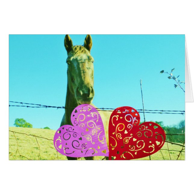 Blonde horse and Pink and Red Hearts (Front Horizontal)