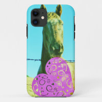 Blonde horse and Pink and Red Hearts