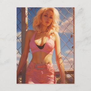 Blonde in Pink Postcard