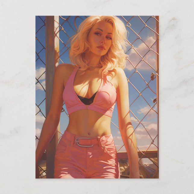 Blonde in Pink Postcard (Front)