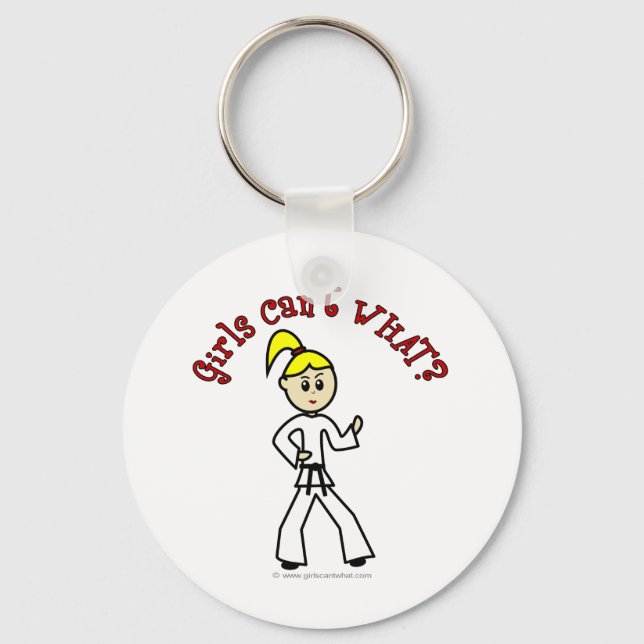 Blonde Karate Girl Key Ring (Front)