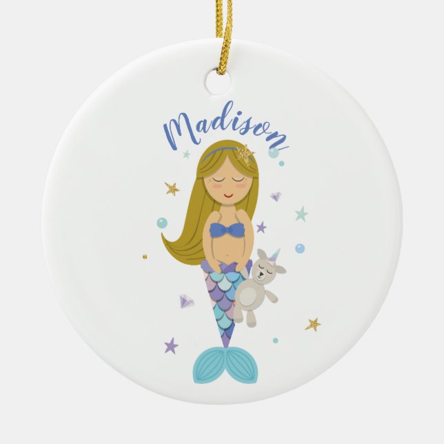 Blonde Little Mermaid Ornament (Front)