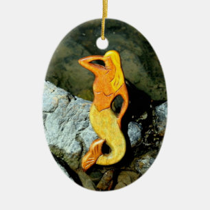 blonde lookout mermaid ceramic tree decoration