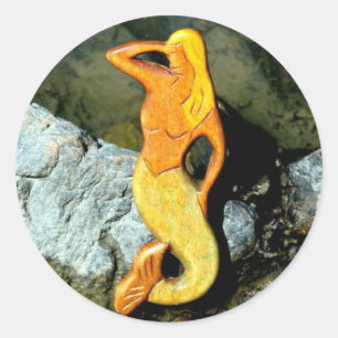 blonde lookout mermaid classic round sticker