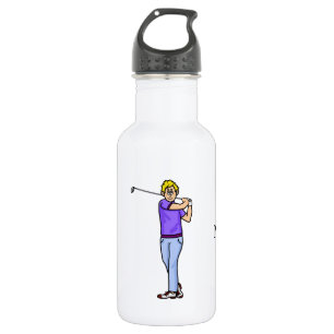 Blonde Male Golfer Personalised Water Bottle