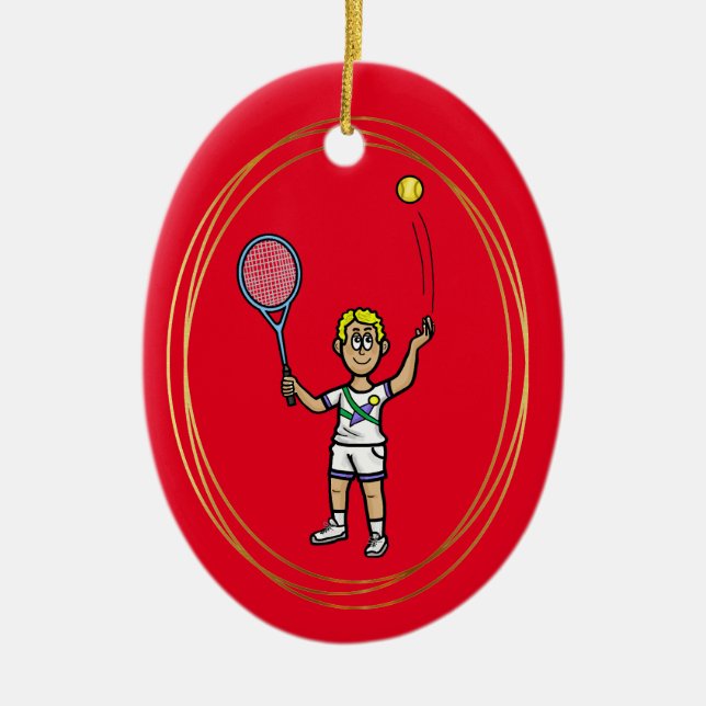 Blonde Male Tennis Player Christmas Ornament (Front)