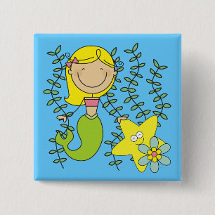 Blonde Mermaid 15 Cm Square Badge