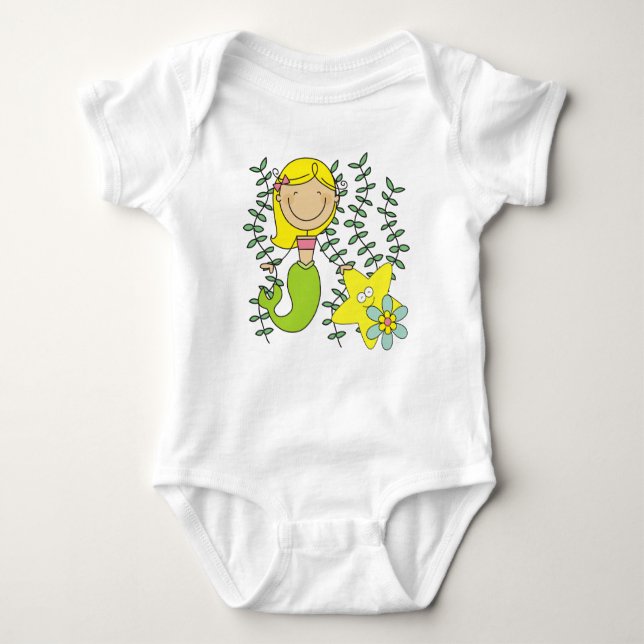 Blonde Mermaid Baby Bodysuit (Front)