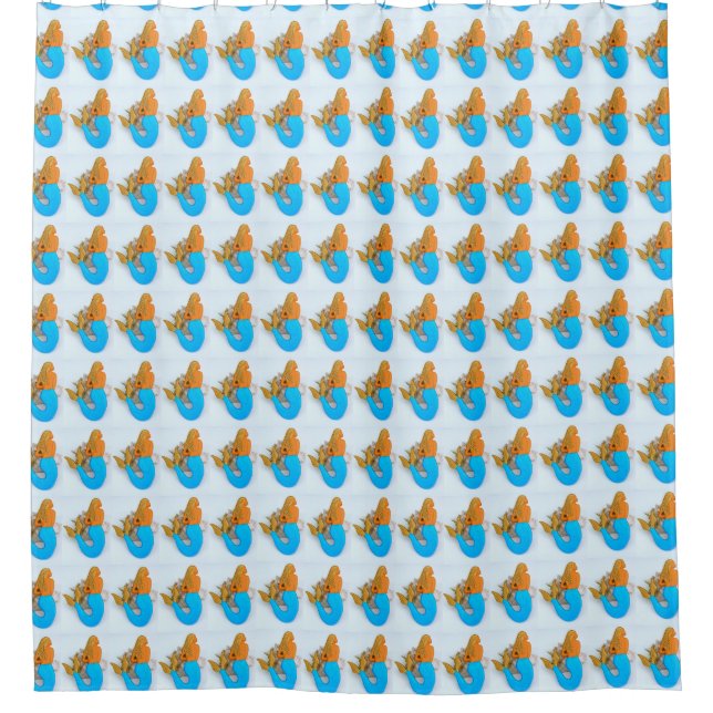 blonde mermaid bathing beauty pattern shower curtain (Front)