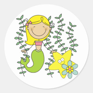 Blonde Mermaid Classic Round Sticker