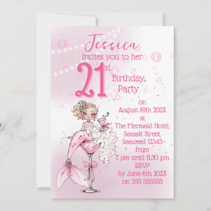 Blonde Mermaid Cocktail Birthday Party Invitation