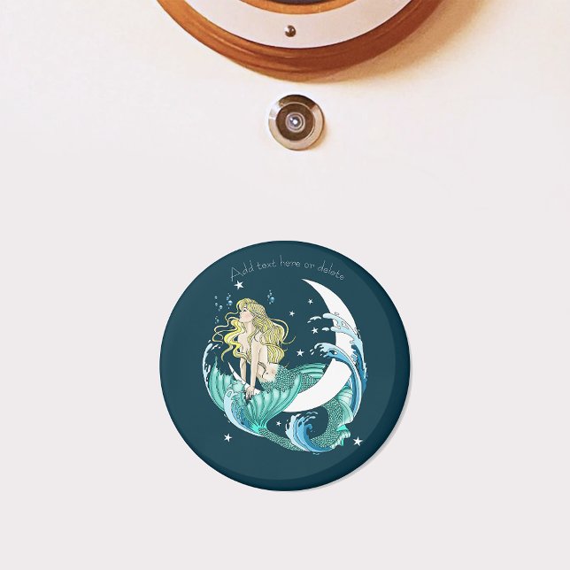 Blonde Mermaid Crescent Moon Fantasy Art Deco Magnet (Creator Uploaded)