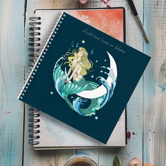 Blonde Mermaid Crescent Moon Fantasy Art Deco Notebook (Creator Uploaded)