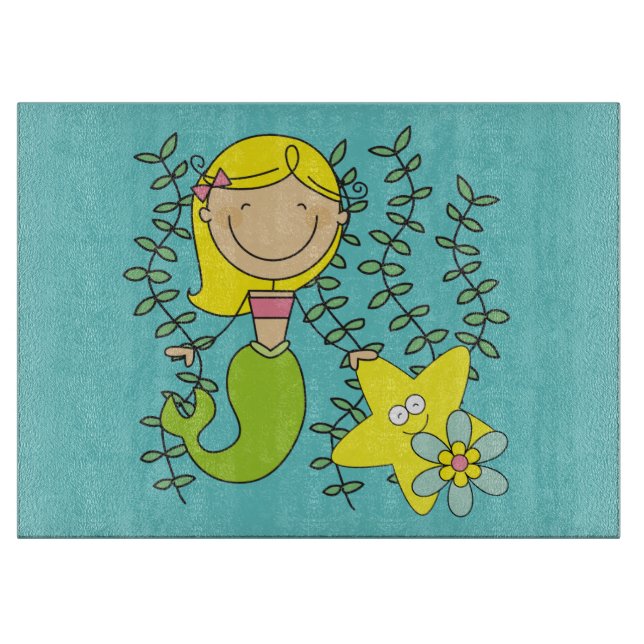 Blonde Mermaid Cutting Board (Front)