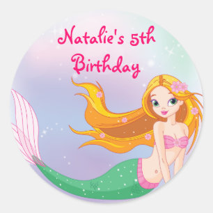Blonde Mermaid Favour Bag Sticker