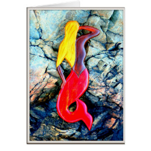 blonde mermaid in red