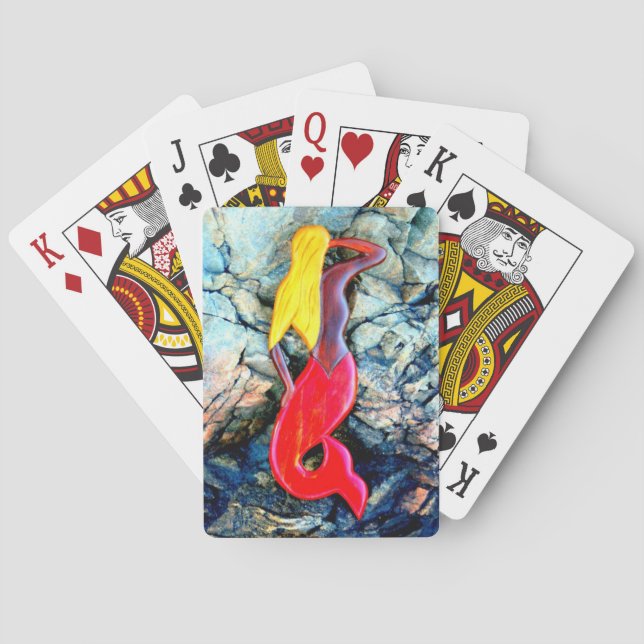 blonde mermaid in red playing cards (Back)