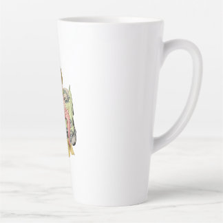 Blonde Mermaid on Vintage Green Car Watercolor Ill Latte Mug