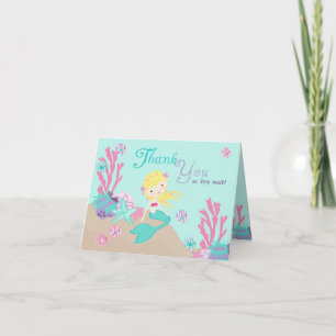 Blonde Mermaid Thank You Card
