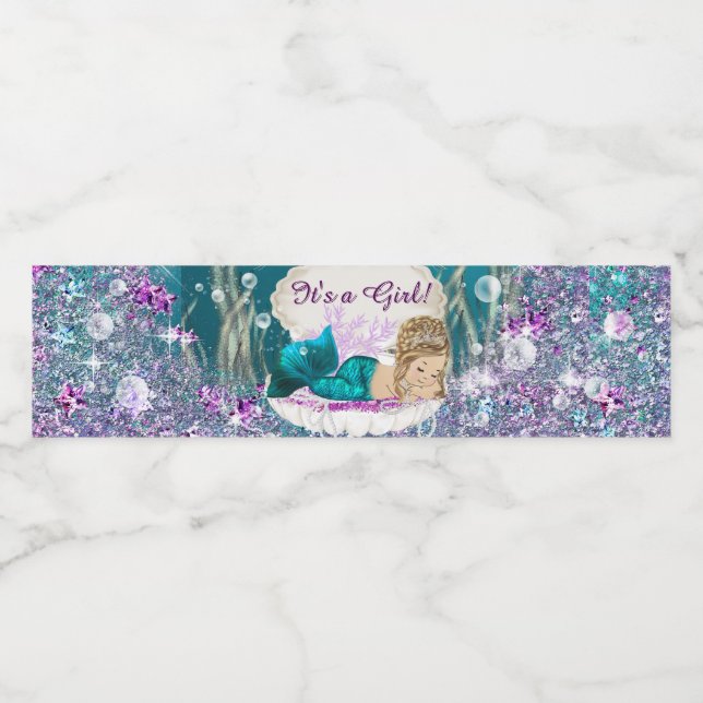 Blonde Mermaid Water Bottle Labels (Single Label)