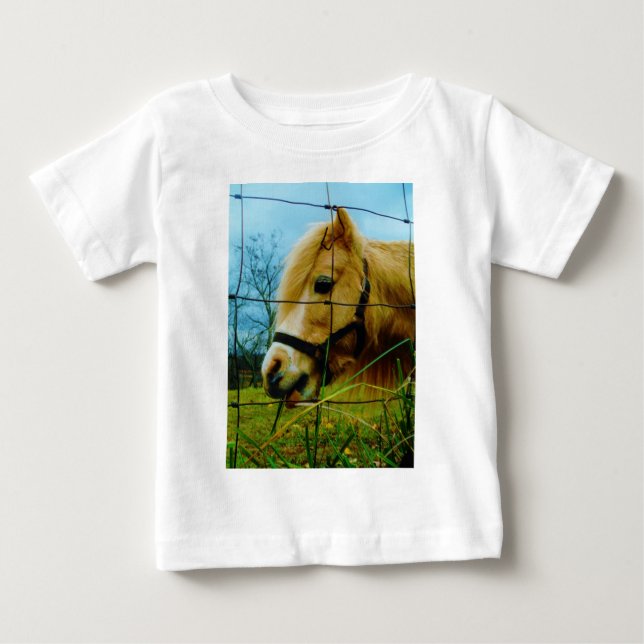 Blonde Miniature Pony / Horse Blue Sky Baby T-Shirt (Front)
