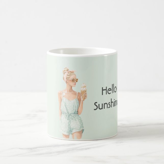 Blonde Mint Top Hello Sunshine Ice Cream Beach Coffee Mug (Center)