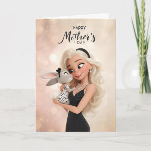 Blonde Mom Holding Cute Bunny Happy Mother’s Day Card