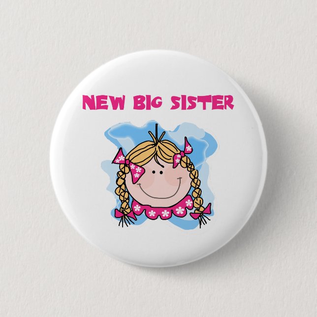 Blonde New Big Sister Tshirts and Gifts 6 Cm Round Badge (Front)