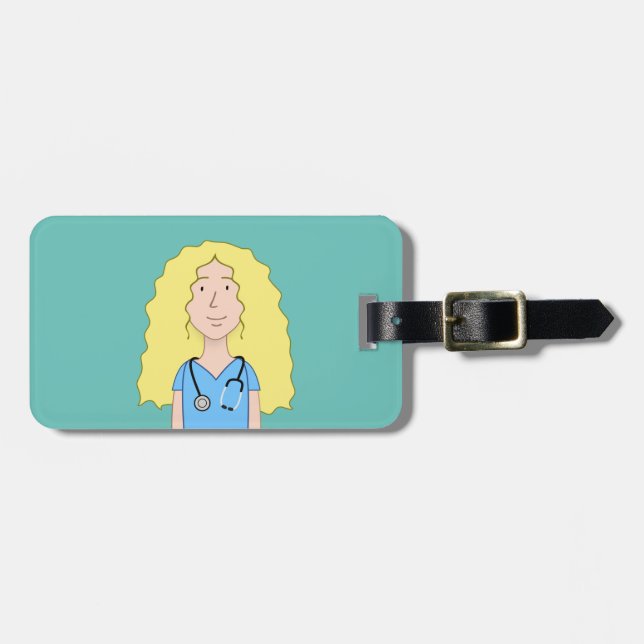 Blonde Nurse Luggage Tag (Front Horizontal)