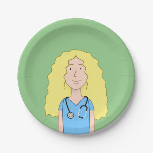 Blonde Nurse Paper Plate