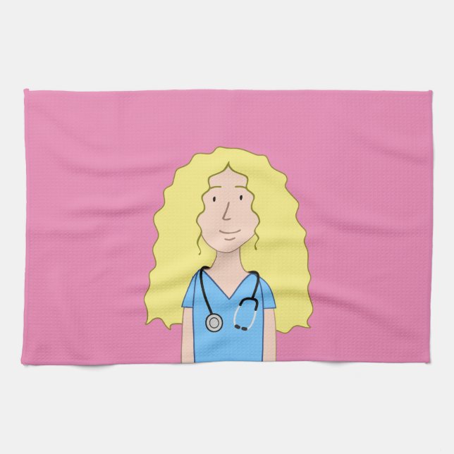 Blonde Nurse Tea Towel (Horizontal)