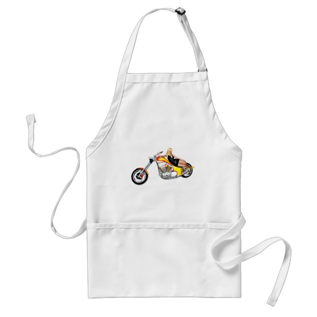 Blonde on a chopper standard apron (Front)