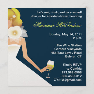 Blonde on navy invitation