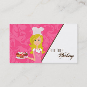 Blonde on Pink Brown Baker Cup Cakes Business Card