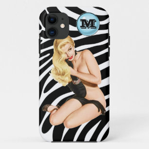 Blonde On Retro Zebra Print With Mongram Case-Mate iPhone Case