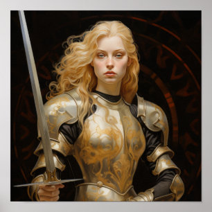Blonde Paladin Poster - Divine Warrior Jean of Arc