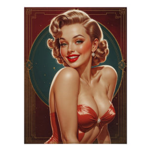 Blonde Pin-up Poster Inspired by Art Deco