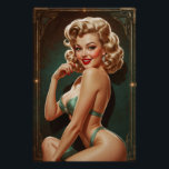 Blonde Pin-up Poster Inspired by Art Deco<br><div class="desc">Immerse yourself in timeless elegance with this blonde Art Deco pin-up poster, a jewel of our Pinup Paradise collection at VintagePrintHaven—Your Vintage Impressions Magic Haven! This seductive blonde, draped in a glistening emerald green bikini, embodies the glamor of the 1920s with its voluptuous curves and captivating gaze. Surrounded by gilded...</div>