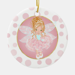 Blonde Pink Fairy Ceramic Tree Decoration