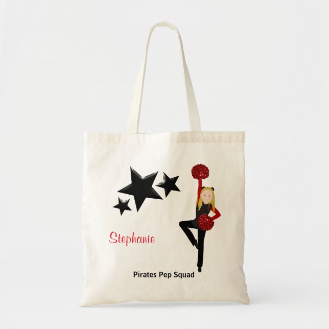 Blonde Pom Squad in Black & Red Tote Bag (Front)