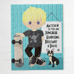 Blonde Powerful and Brave Boy Jigsaw Puzzle<br><div class="desc">Personalised Multicultural Puzzle with positive affirming message for children. Please check out more of my personalised gifts.</div>