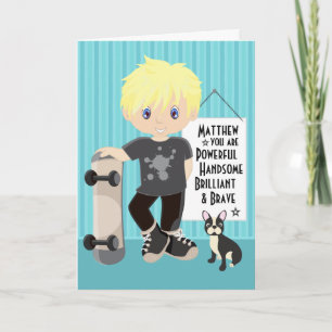 Blonde Powerful & Brave Boy Card