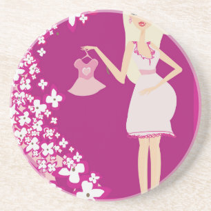 blonde pregnant woman coaster