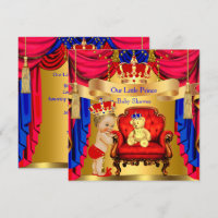Blonde Prince Baby Shower Gold Bear Red Blue