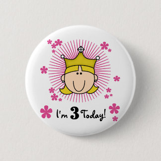 Blonde Princess 3rd Birthday Tshirts & Gifts 6 Cm Round Badge