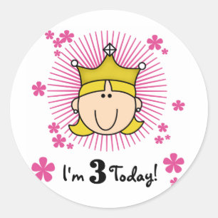 Blonde Princess 3rd Birthday Tshirts & Gifts Classic Round Sticker