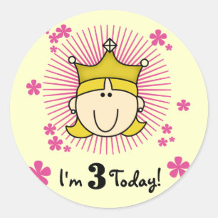 Blonde Princess 3rd Birthday Tshirts & Gifts Classic Round Sticker